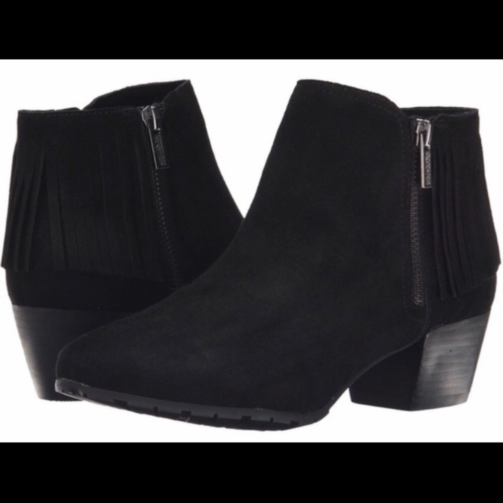 Kenneth Cole Reaction Black Fringe Ankle Boots